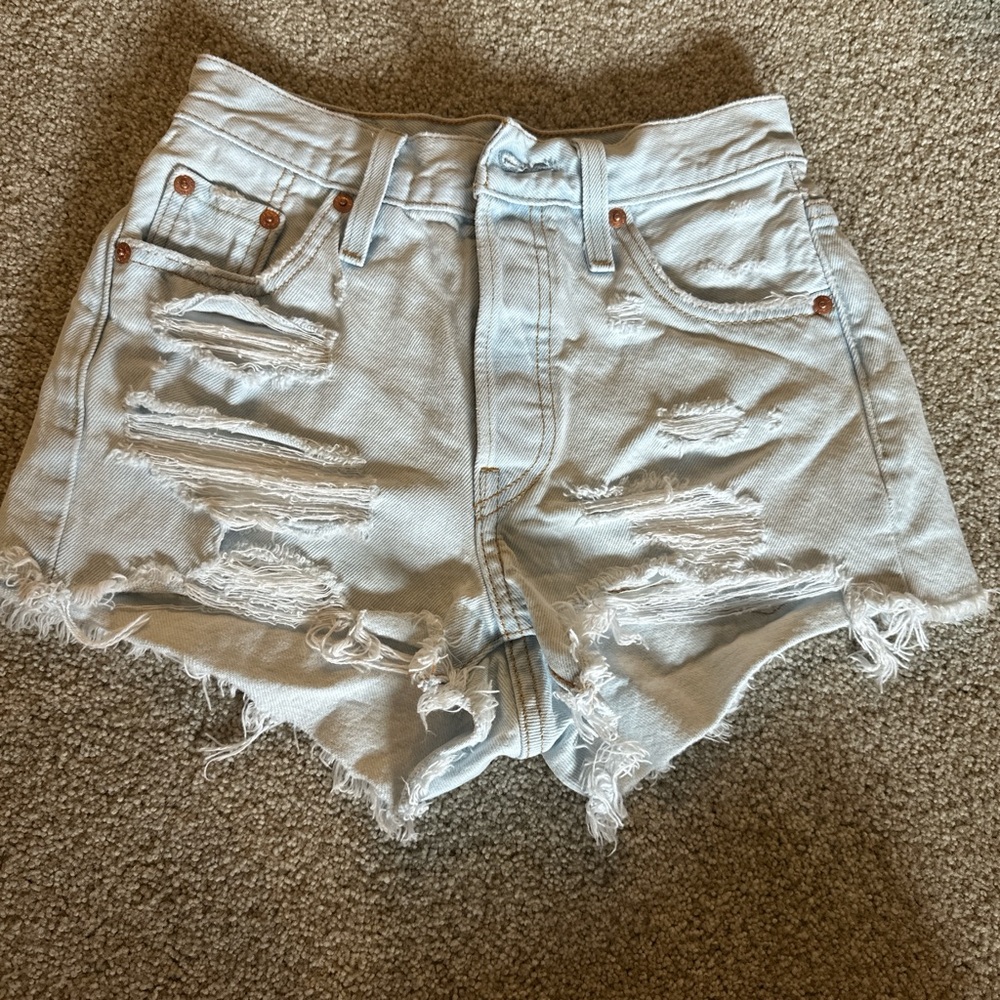 Levi's Light Blue Distressed Jean Shorts